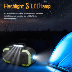 All-In-One Weatherproof Survival Battery Pack with Hand Crank Radio and Bluetooth Speaker